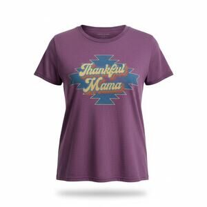 Wanderer Thankful Mama Graphic T-Shirt Women’s Large Purple Short Sleeve Tee